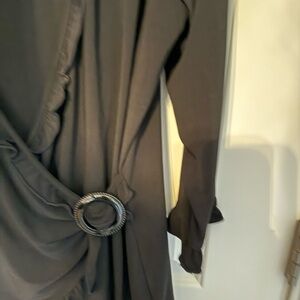 Elegant Black Dress with Belt Detail